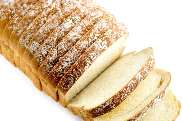 Widok góry puszysty biały bochenek chleb — Zdjęcie stockowe