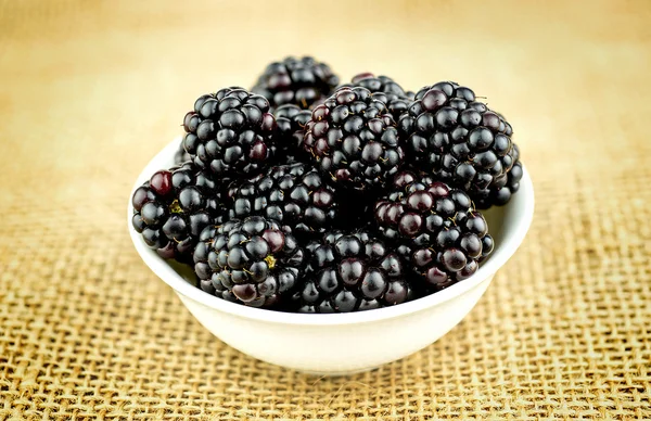 Bowl of ripe blackberry berries — Stock Photo, Image