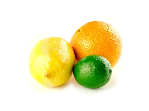橙色柠檬石灰、 孤立的柑橘类水果 图库图片