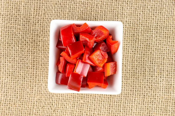 Aerial makro av röd paprika bitar — Stockfoto