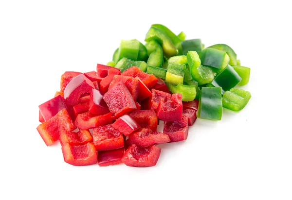 Macro close up de pimentas coloridas em cubos — Fotografia de Stock
