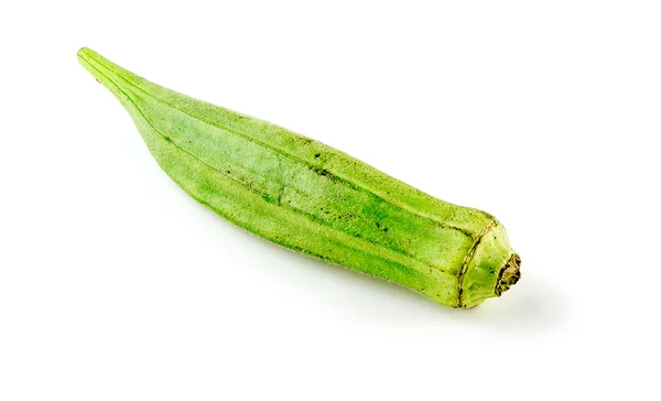 Macro de madura okra gumbo pod contra blanco — Foto de Stock