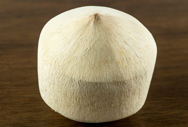 Macro of young coconut unshelled full of water clipart