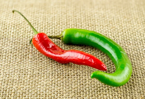 Macro of red and green culinary chilies — Stock Photo, Image