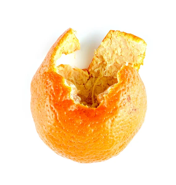 Vista aérea da mandarina laranja com pele fibrosa semi descascada — Fotografia de Stock