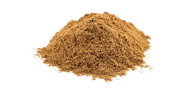 Macro of chocolate flavored carob powder on white — Stock Photo, Image
