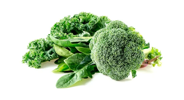 Macro of raw foods including broccoli, spinach and kale — Stock Photo, Image