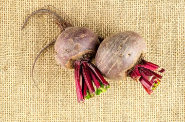 Aerial view of red beets with deep colored stalks clipart
