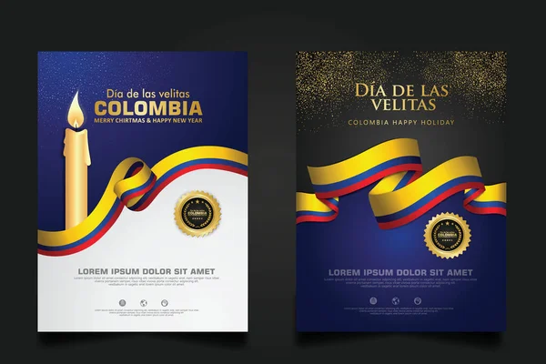 Ορισμός Προτύπου Φόντου Colombia Day Ρεαλιστική Σημαία Κολομβιανή Και Κεριά — Διανυσματικό Αρχείο