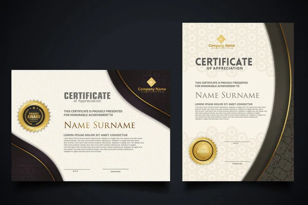 Certificate Template Elegant Corner Frame Luxury Realistic Texture Pattern Diploma — Stock Vector