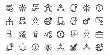 Tarayıcı, hedef, fikir, iş dünyası, beyin fırtınası, merdiven, para, kart, sohbet gibi 32 adet iş merkezi simgesi