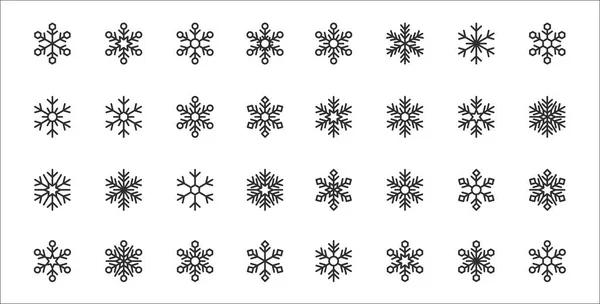 Set Snowflakes Thin Outline Icons Snowflake Snowflake Snowflake — Stock Vector