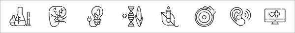 Ensemble Icônes Contour Mince Bio Ingénierie Telles Que Les Substances — Image vectorielle