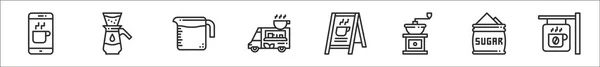 Set Mit Coffeeshop Icons Wie Mobile Anwendung Tropfer Messgerät Foodtruck — Stockvektor