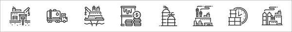 Conjunto Ícones Contorno Fino Petróleo Como Broca Gasolina Plataforma Petróleo —  Vetores de Stock