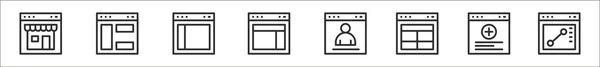 Set Website Element Thin Outline Icons Online Shop Web Pages — Stock Vector
