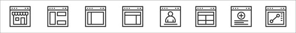 Conjunto Ícones Contorno Fino Elemento Site Como Loja Line Páginas — Vetor de Stock