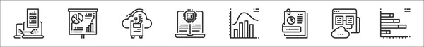 Ensemble Icônes Contour Fin Analyse Données Telles Que Les Données — Image vectorielle