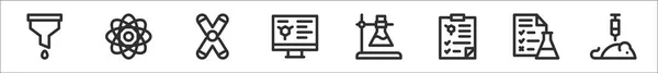 Ensemble Icônes Contour Mince Laboratoire Telles Que Filtre Atomique Chromosome — Image vectorielle