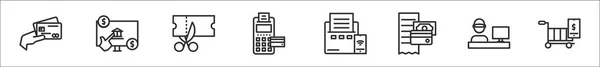 Jeu Icônes Paiement Contour Mince Bancaire Telles Que Paiement Les — Image vectorielle