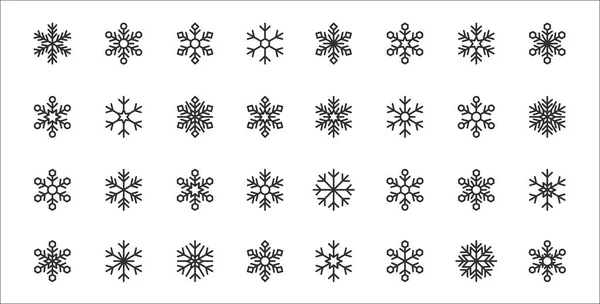 Set Snowflakes Thin Outline Icons Snowflake Snowflake Snowflake — Stock Vector