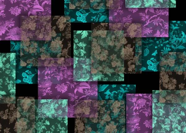 Abstraktní Krásný Květinový Vzor Papírovou Texturou — Stock fotografie