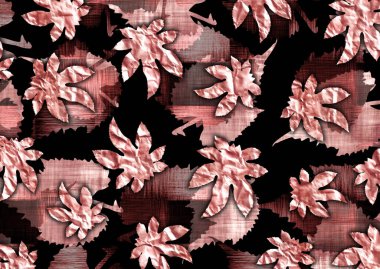 Kumaş desenli soyut çiçek deseni