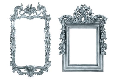 Beyaz arkaplanda izole edilmiş antik resim çerçevesi