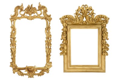 Beyaz arkaplanda izole edilmiş antik resim çerçevesi