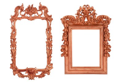 Beyaz arkaplanda izole edilmiş antik resim çerçevesi