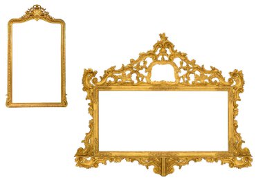 Beyaz arkaplanda izole edilmiş antik resim çerçevesi