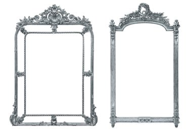 Beyaz arkaplanda izole edilmiş antik resim çerçevesi