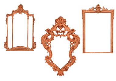 Beyaz arkaplanda izole edilmiş antik resim çerçevesi