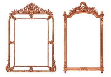 Beyaz arkaplanda izole edilmiş antik resim çerçevesi