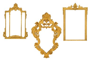 Beyaz arkaplanda izole edilmiş antik resim çerçevesi