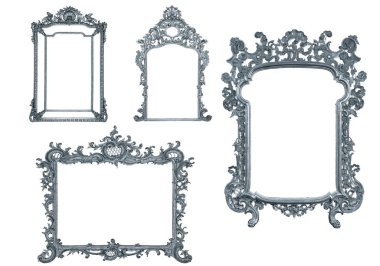 Beyaz arkaplanda izole edilmiş antik resim çerçevesi