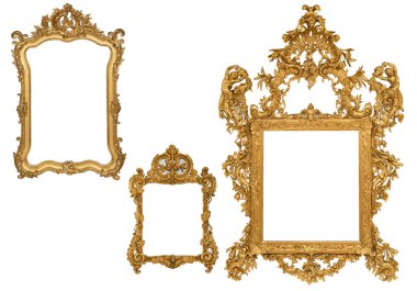 Beyaz arkaplanda izole edilmiş antik resim çerçevesi