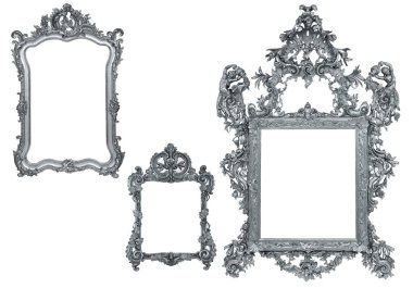 Beyaz arkaplanda izole edilmiş antik resim çerçevesi