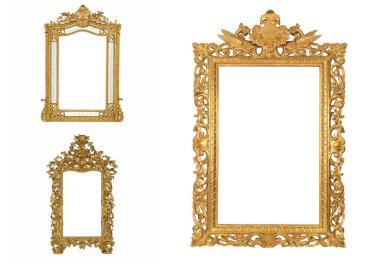 Beyaz arkaplanda izole edilmiş antik resim çerçevesi