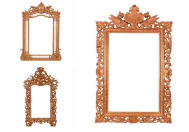 Beyaz arkaplanda izole edilmiş antik resim çerçevesi