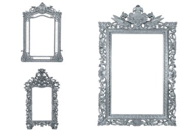 Beyaz arkaplanda izole edilmiş antik resim çerçevesi