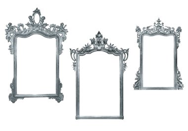 Beyaz arkaplanda izole edilmiş antik resim çerçevesi