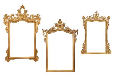 Beyaz arkaplanda izole edilmiş antik resim çerçevesi