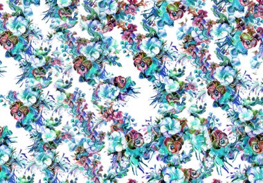 Kumaş desenli soyut çiçek deseni