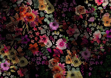 Kumaş desenli soyut çiçek deseni