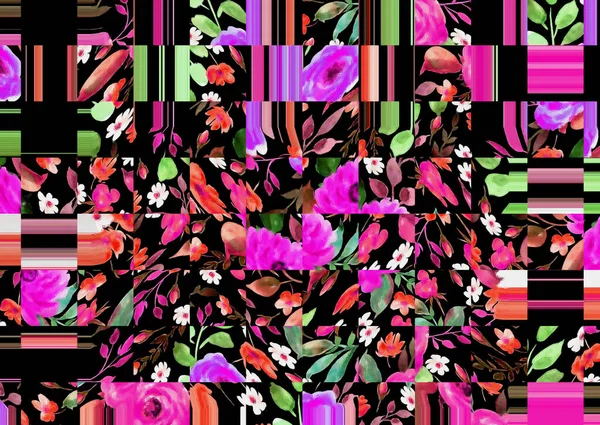 Patrón Floral Abstracto Con Textura Tela —  Fotos de Stock