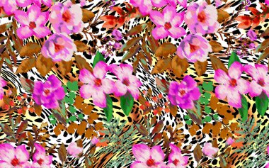 Soyut yağ boyalı çiçek deseni 