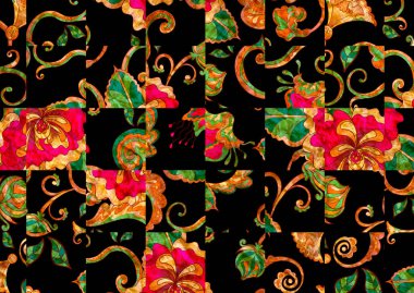 Soyut yağ boyalı çiçek deseni