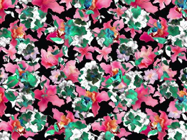 Soyut yağ boyalı çiçek deseni