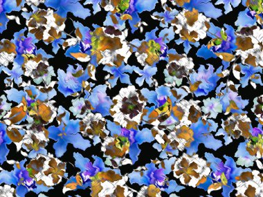 Soyut yağ boyalı çiçek deseni